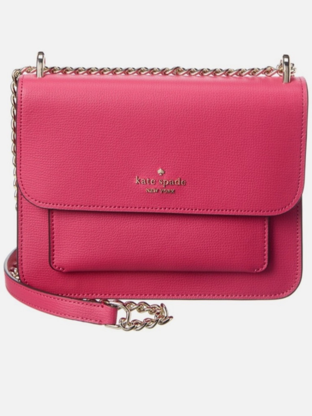 kate spade Hot Pink Leather Crossbody with Gold Chain